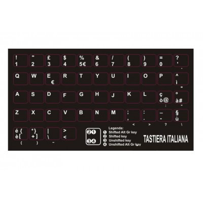 Adesivi Tastiera Italiana Stickers Netbook/Notebook - Tasti Piccoli Ita