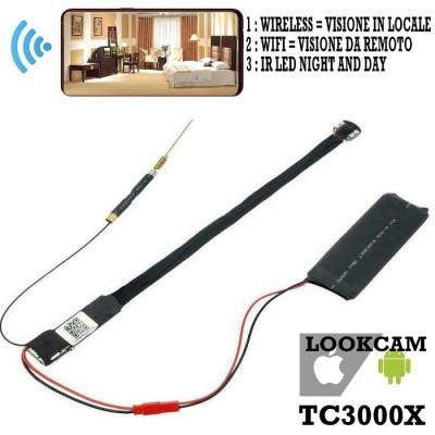 Telecamera Sorveglianza Micro Spy Cam Tc3000X Wifi