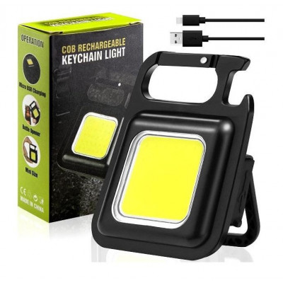 Torcia Mini Portachiavi Ricaricabile Impermeabile - Luce Tascabile Con Staffa Pieghevole Apribottiglie E Base Magnetica (Cob Ke