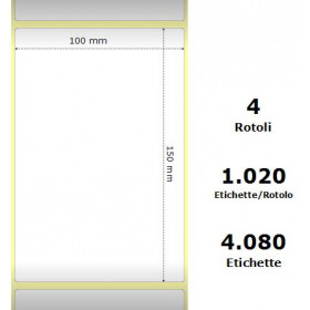 White 100x150mm,1020 Et/Rotolo Z-1000D,3.9x5.9x3 Core,circonferenza 177mm White 100x150mm,1020 Et/Rotolo Z-1000D,3.9x5.9x3 Core,4Rolls