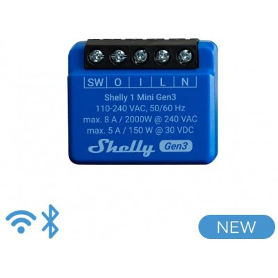 Shelly Mini 1 Gen3 - Smart Relay 8A AC/DC WiFi/BT