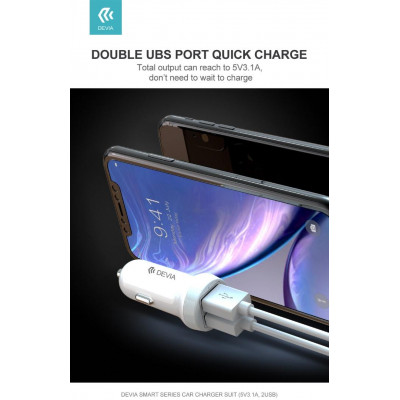 Suit Carica Auto 3,1A 2 Out + Cavo Lightning per Apple iOS
