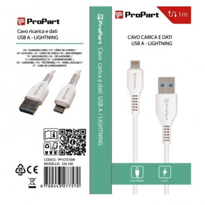 Cavo Lightning - Usb Tipo-A Pp1Lt570W (Eal100) 1Mt Bianco