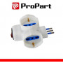 Adattatore 3 prese 2P+T 10/16A bipasso/Schuko con interrutt. Spina 10A