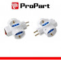 Adattatore 3 prese 2P+T 10/16A bipasso/Schuko con interrutt. Spina Schuko