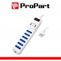 Multipresa 6 posti 10/16A bipasso 2P+T + 2 prese USB 2.1A RICARICA RAPIDA + int