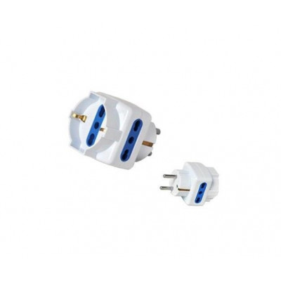 Adattatore Presa 3 Posti Bipasso Schuko Spina 10/16A Bianco (Pes1040A-Wp)