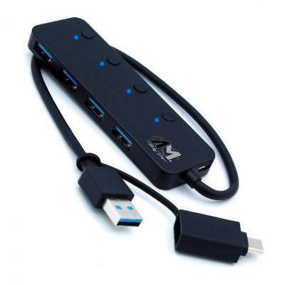 HUB 4 PORTE HS 080 USB 3.2 NERO ALIMENTATO (Am Technology)