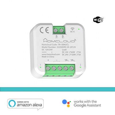 MODULO PULSANTE RELE' WI-FI 12/24V - 2 CANALI DA INCASSO (TN-SBM2CL) (Homcloud)