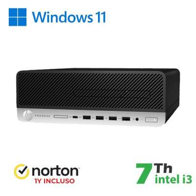 PC HP 600-800 G3 SFF INTEL CORE I3-7X00 8GB 256GB SSD WINDOWS 11 PRO + NORTON ANTIVIRUS - RICONDIZIONATO - GAR. 12 MESI (Hp-rin