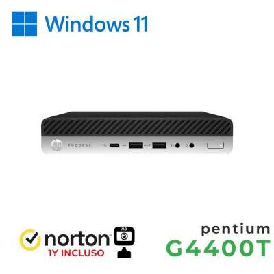 PC HP 600-800 G3 MINI PC INTEL G4400T 16GB 128GB SSD + 500GB HDD WINDOWS 11 PRO + NORTON ANTIVIRUS + WEBCAM - RICONDIZIONATO - 