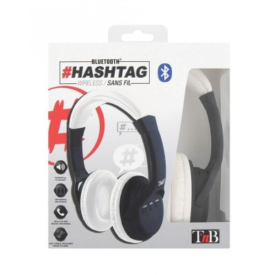 Cuffie Microfono Hashtag Bluetooth Nera/Bianca (Cbhtagwh)