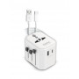 ADATTATORE DA VIAGGIO MULTIPRESA CON 2 PORTE USB E CAVO (CC 9600USBC) (Karma)