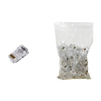 CONFEZIONE 100 PZ CONNETTORI 8 POLI PLUG RJ45 CAT.5E UTP (LKPL85U) CON FORI PER AGEVOLARE INSERIMENTO CAVI (Link)