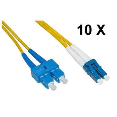 CONFEZIONE 10 CAVI FIBRA OTTICA LC A SC SINGLEMODE DUPLEX OS2 MT.1 (LKLCSC901E) (Link)