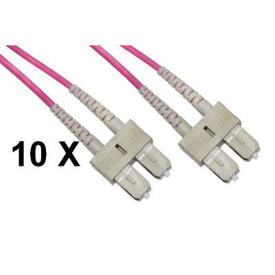 CONFEZIONE 10 CAVI FIBRA OTTICA SC A SC MULTIMODE DUPLEX OM4 MT.2 (LKSCSC4502E) (Link)