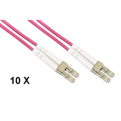 CONFEZIONE 10 CAVI FIBRA OTTICA LC A LC MULTIMODE DUPLEX OM4 MT.5 (LKLCLC4505E) (Link)