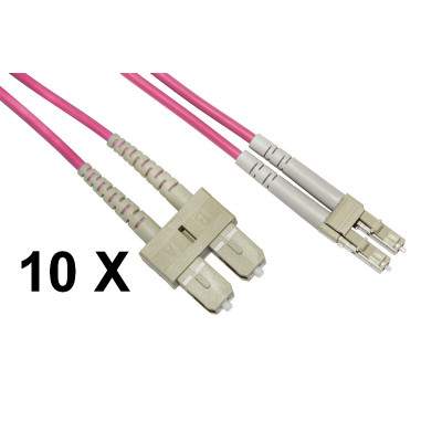 CONFEZIONE 10 CAVI FIBRA OTTICA LC A SC MULTIMODE DUPLEX OM4 MT.5 (LKLCSC4505E) (Link)