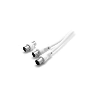CAVO ANTENNA TV SPINA PRESA MASCHIO/FEMMINA IEC 75 OHM - 2 MT (9/28W) BIANCO (Nvs)