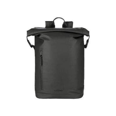 BORSA ZAINO ROLLO PER NOTEBOOK 15,6" E MACBOOK PRO 16" - IN TESSUTO RICICLATO RESINATO TASCA INTERNA E TASCA ESTERNA NERA (BKRO