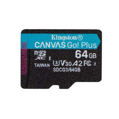 Kingston Technology Canvas Go! Plus Scheda microSDXC Canvas Go Plus 170R A2 U3 V30 da 64GB confezione singola senza adattatore