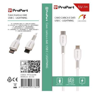 CAVO LIGHTNING - USB TIPO-C PP15CL624W (ECL150) 1.5MT BIANCO (Propart)
