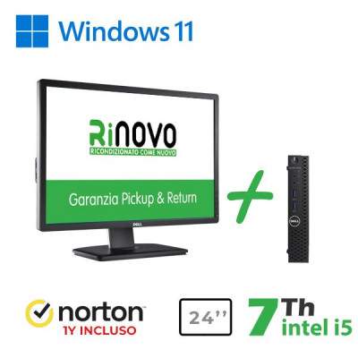 BUNDLE PC MINI DELL 3050-7050M INTEL CORE I5-7GEN. + MONITOR DELL 24" U2412M + NORTON ANTIVIRUS (RNBUNDLE39) PICK & RETURN (Del
