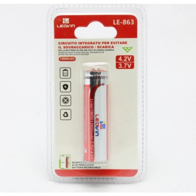 Batteria Al Litio 3.7V/4.2V 12800Mah 18650 Con Pin Positivo Alto (Le-863)