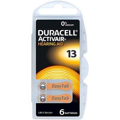 BATTERIE ACTIVAIR HEARING AID 13 PER APPARECCHI ACUSTICI (6 PEZZI) (Duracell)