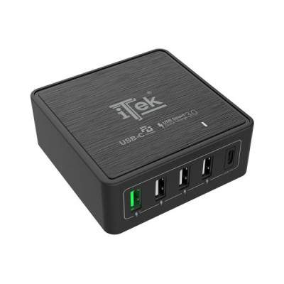 CARICABATTERIE DA TAVOLO CON 5 PORTE USB - 60W (ITSCT4UC60) (Itek)