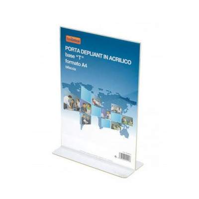 PORTA DEPLIANT ACRILICO BASE L - FORMATO A4 (47NIK002/4) (Nikoffice)