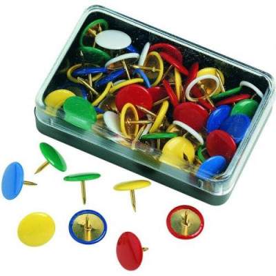 PUNTINE DA DISEGNO COLORATE PLASTIFICATE PUNESSE A SPILLO (50 PEZZI) (No Brand)