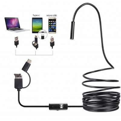 ENDOSCOPIO IMPERMEABILE 3 IN 1 - 2 MT. - VIDEOCAMERA DI ISPEZIONE USB (No Brand)
