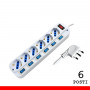 MULTIPRESA 6 POSTI PRESA BIPASSO/SCHUKO CON SPINA 16A CON INTERRUTTORI MULTIPLI (PEM203056A-W) (Propart)