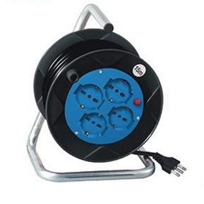AVVOLGICAVO 4 POSTI BIPASSO/SCHUKO 15METRI CON PROTEZ. TERMICA (PEA5-15-BK) (Propart)