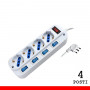 MULTIPRESA 4 POSTI BIPASSO/SCHUKO CON SPINA 16A CON INTERRUTTORI MULTIPLI (PEM203054A-W) (Propart)
