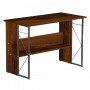 SCRIVANIA PER COMPUTER SCRITTOIO SALVASPAZIO IN STILE INDUSTRIALE CON STRUTTURA ACCIAIO E LEGNO MARRONE (ICA-TB-3524C) (Techly)