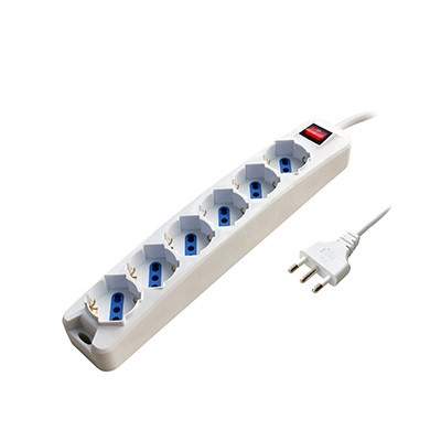 MULTIPRESA 6 POSTI BIPASSO/SCHUKO SPINA 16A + INTERR. (PEM3506-W) (Propart)