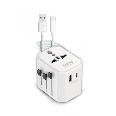 Adattatore Da Viaggio Multipresa Con 2 Porte Usb E Cavo (Cc 9600Usbc)