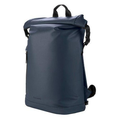 Borsa Zaino Rollo Per Notebook 15,6" E Macbook Pro 16" - In Tessuto Riciclato Resinato Tasca Interna E Tasca Esterna Blu (Bkrol