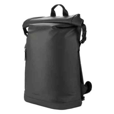 Borsa Zaino Rollo Per Notebook 15,6" E Macbook Pro 16" - In Tessuto Riciclato Resinato Tasca Interna E Tasca Esterna Nera (Bkro