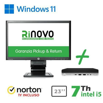 Bundle Pc Ultra Mini Hp 600-800 G3 Intel Core I5-7Gen. + Monitor Hp 23" La2306X + Norton Antivirus (Rnbundle40) Pick & Return