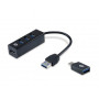 Hub 3 Porte Usb 3.2 Gen 1 (3.1 Gen 1) Type-A (Hubbies04B) Nero Con Adattatore Usb-C