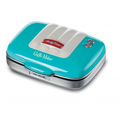 Ariete 1973 Waffle Maker Party Time - Piastra Elettrica per Waffle - Piastre Antiaderenti - 700 Watt - Azzurro