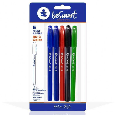 Penna A Sfera Bs3-Color 2B/1N/1R/1V Blister 5 Pezzi (00300246)