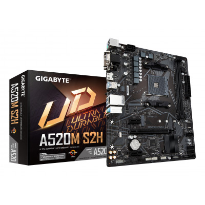 GIGABYTE Scheda madre A520M S2H - Supporta CPU AMD Ryzen serie 5000 AM4, VRM digitale puro 4+3 fasi, fino a 5100MHz DDR4 (OC),