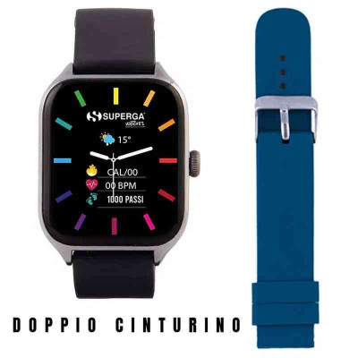 Smartwatch Swt-Stc004 + Cinturino Winner Silicone Nero O Blu