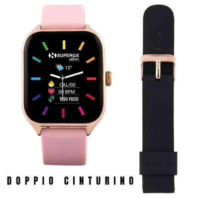 Smartwatch Swt-Stc007 Gold + Cinturino Winner Silicone Nero O Rosa
