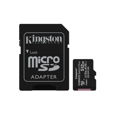 Kingston Technology Canvas Select Scheda micSDXC Plus 100R A1 C10 da 512GB + adattatore