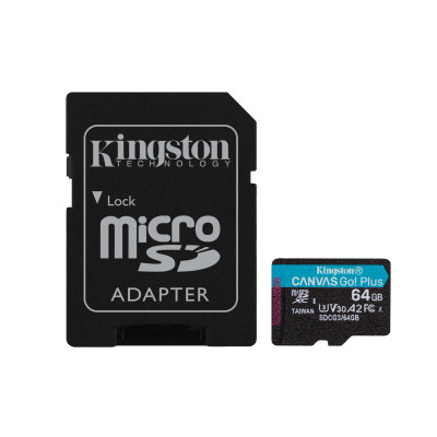 Kingston Technology Canvas Go! Plus Scheda microSDXC Canvas Go Plus 170R A2 U3 V30 da 64GB + adattatore